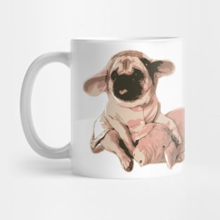 dog with pig - oil paint Mug